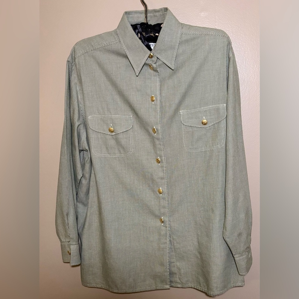 Burberry Cotton Houndstooth Button Up Shirt Gold Prorsum Knight Logo Buttons 14